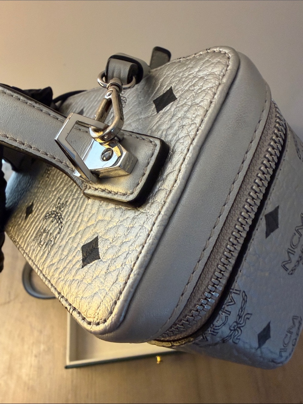 MCM Rockstar Silver Vanity Handbag with OG Strap and COA - Picture 16 of 16